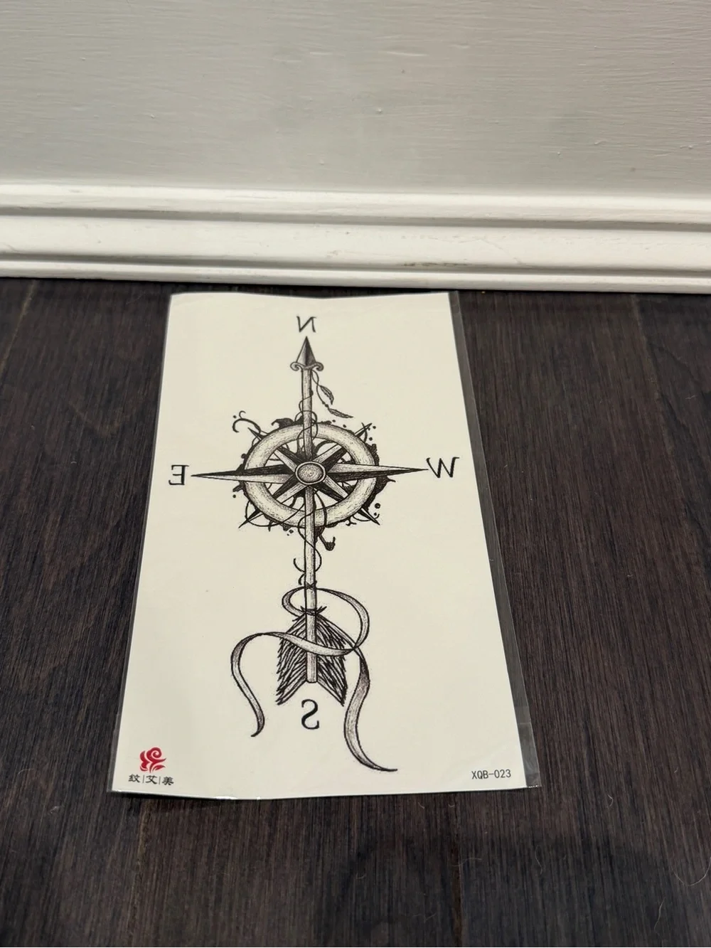 NWT Black Compass Arrow Temporary Tattoo Sheet - Picture 2 of 4